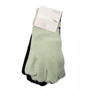 Steve Madden Knit Gloves Woven Green Black Fall Winter Warm Cozy Set of 2 NEW